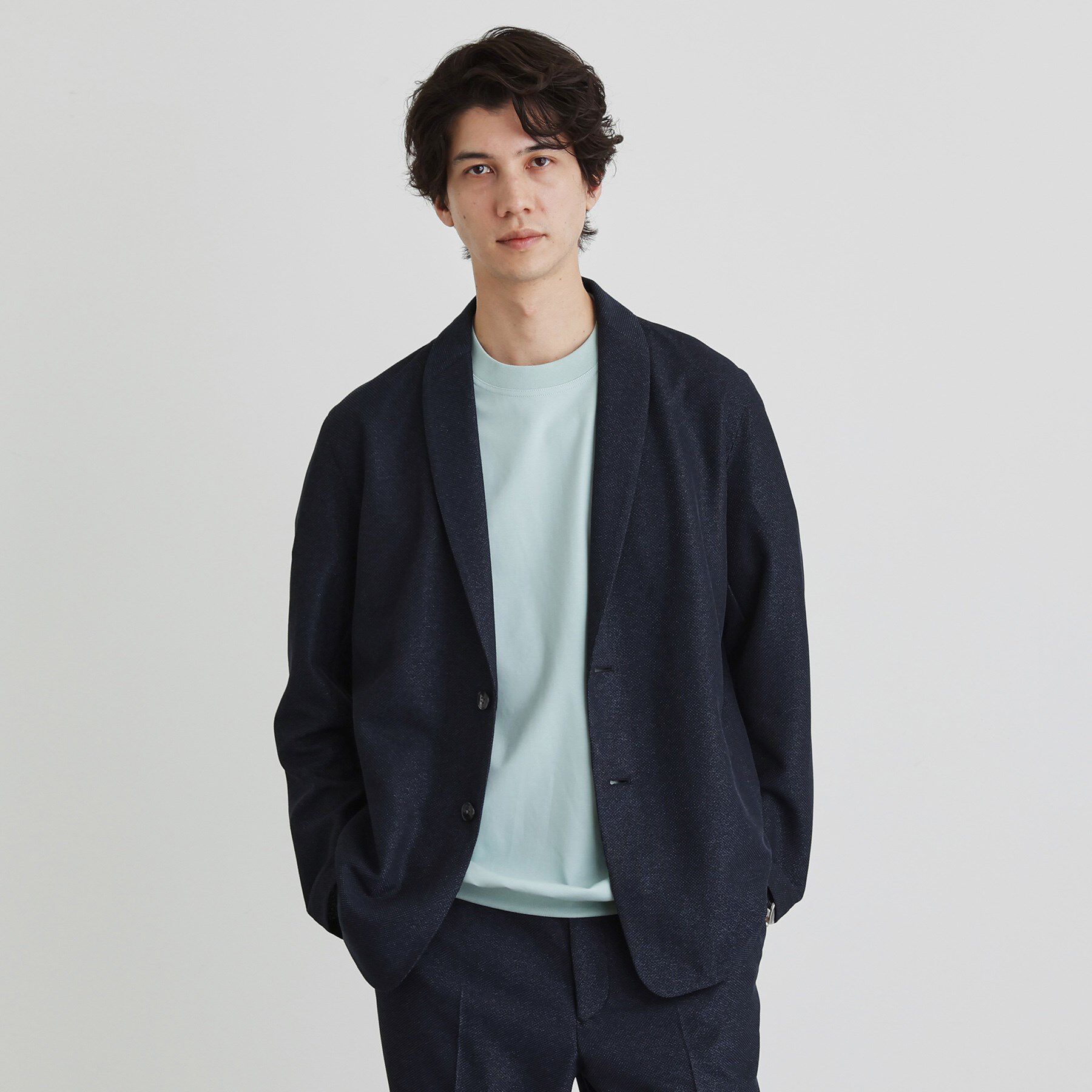 TAKEO KIKUCHI「【尾州織】後染め ドビーメッシュ ショール羽織り」|カーディガン|