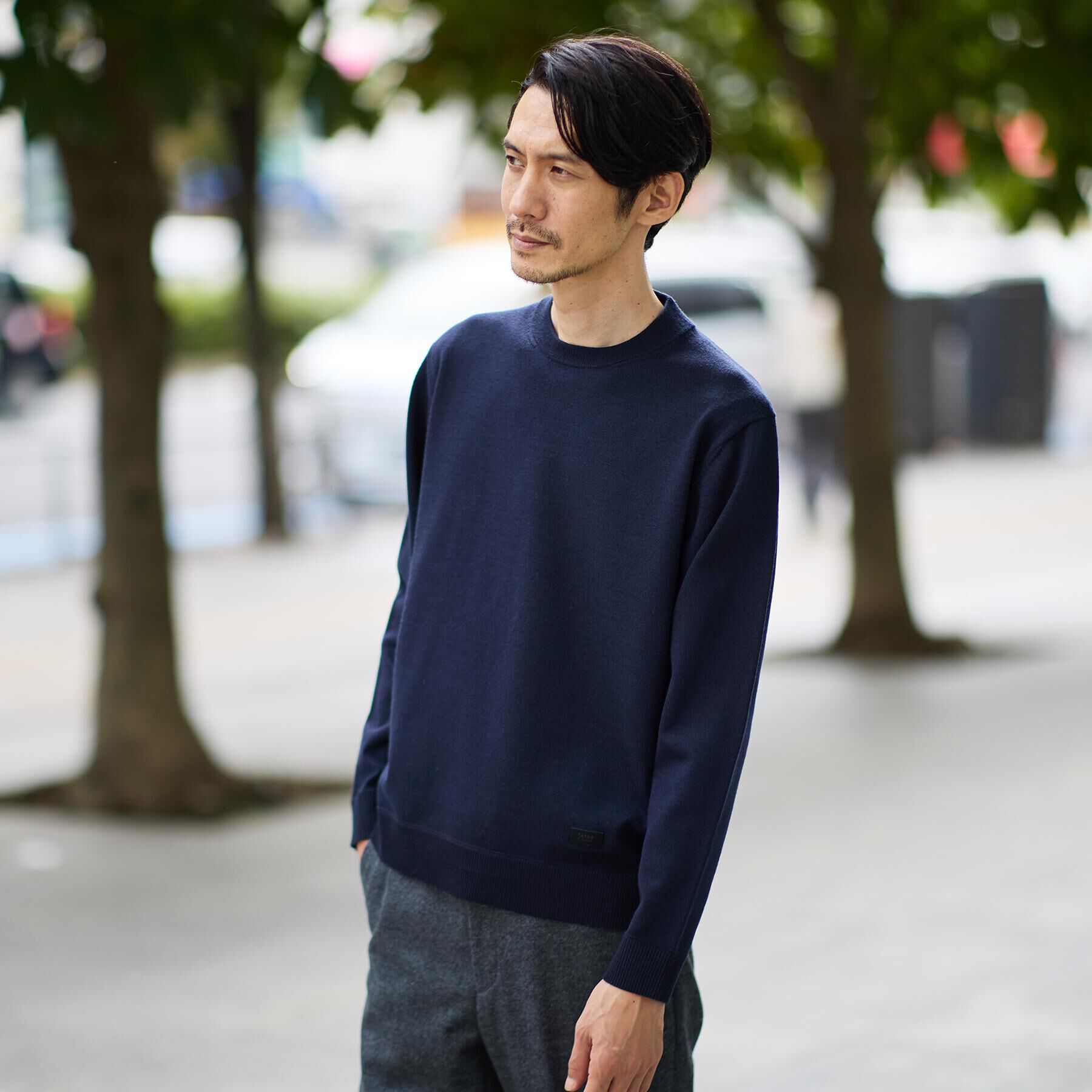 TAKEO KIKUCHI「【Sサイズ～】アンチピリング テーラードネック ニット」|ニット・セーター|