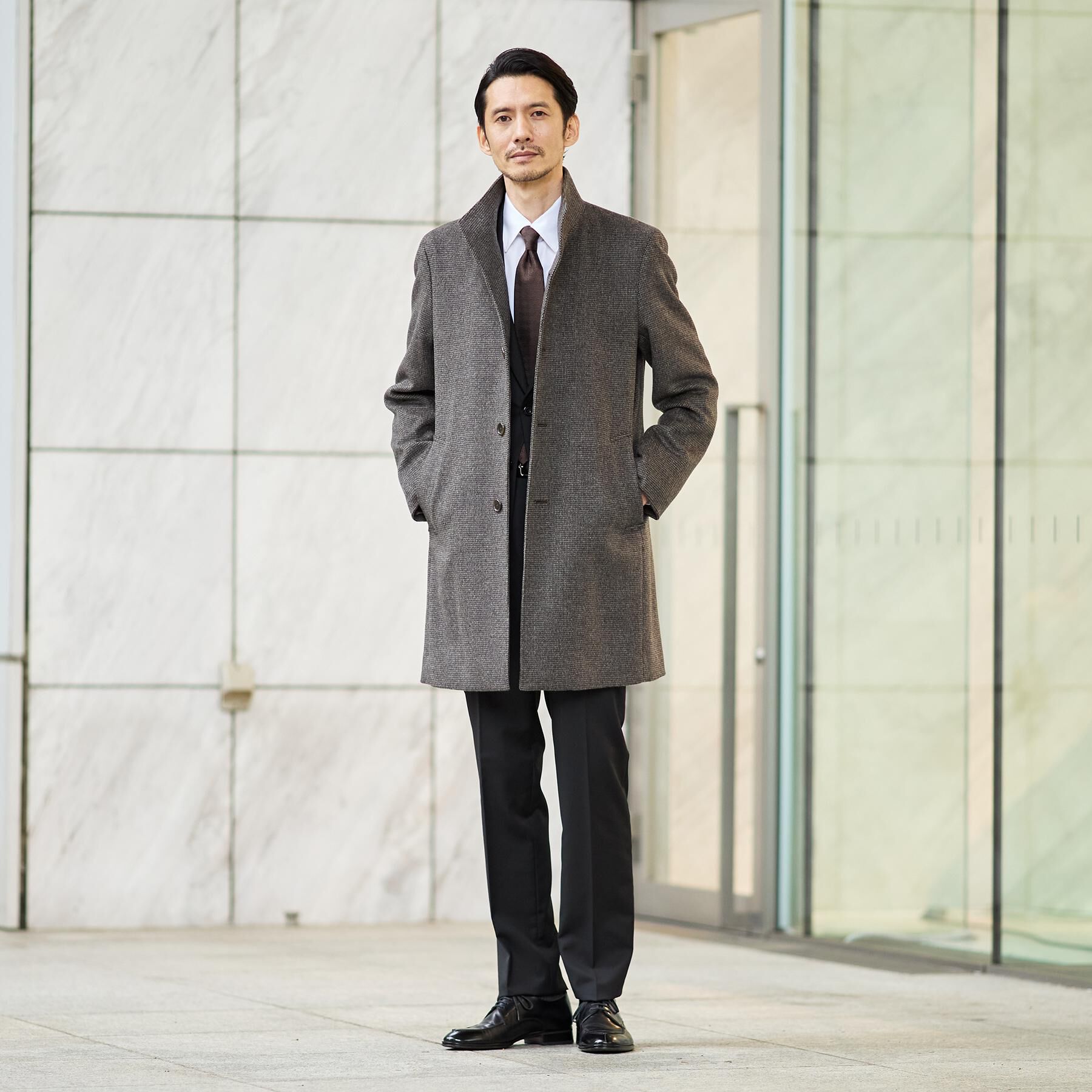 TAKEO KIKUCHI「カシミヤブレンド ビーバー調ピンヘッドスタンドカラーコート」|その他|