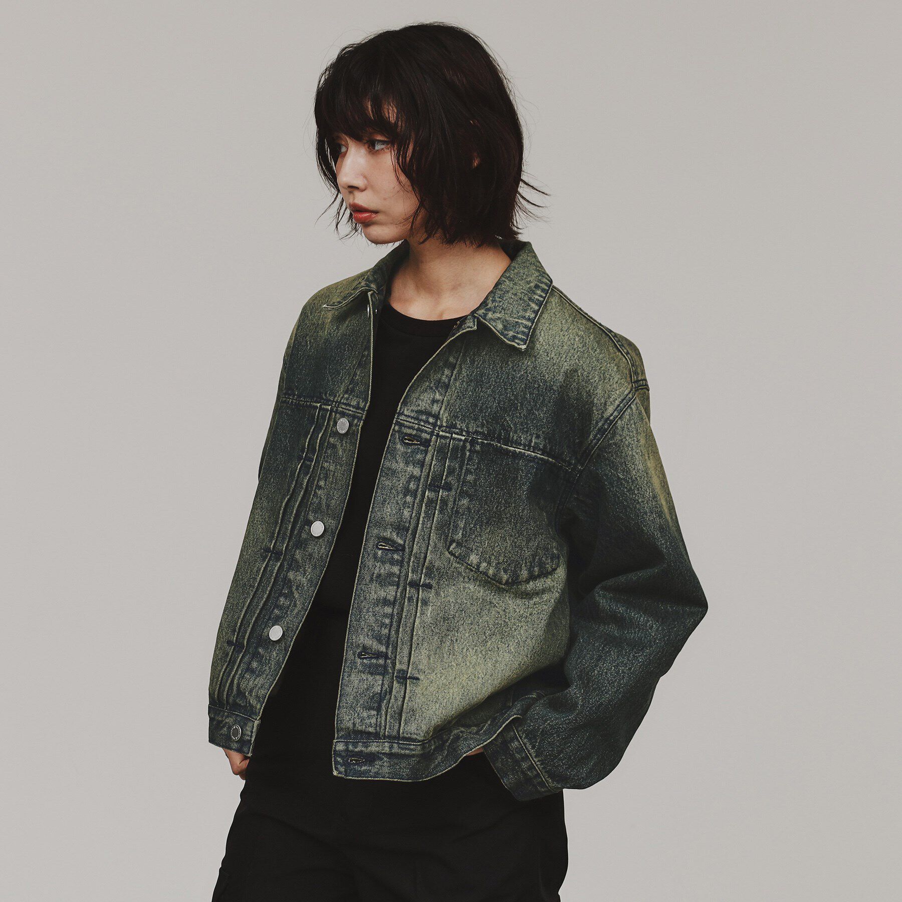 tk.TAKEO KIKUCHI「ウォッシュドカラーデニムブルゾン」|デニムジャケット|ネイビー(094)