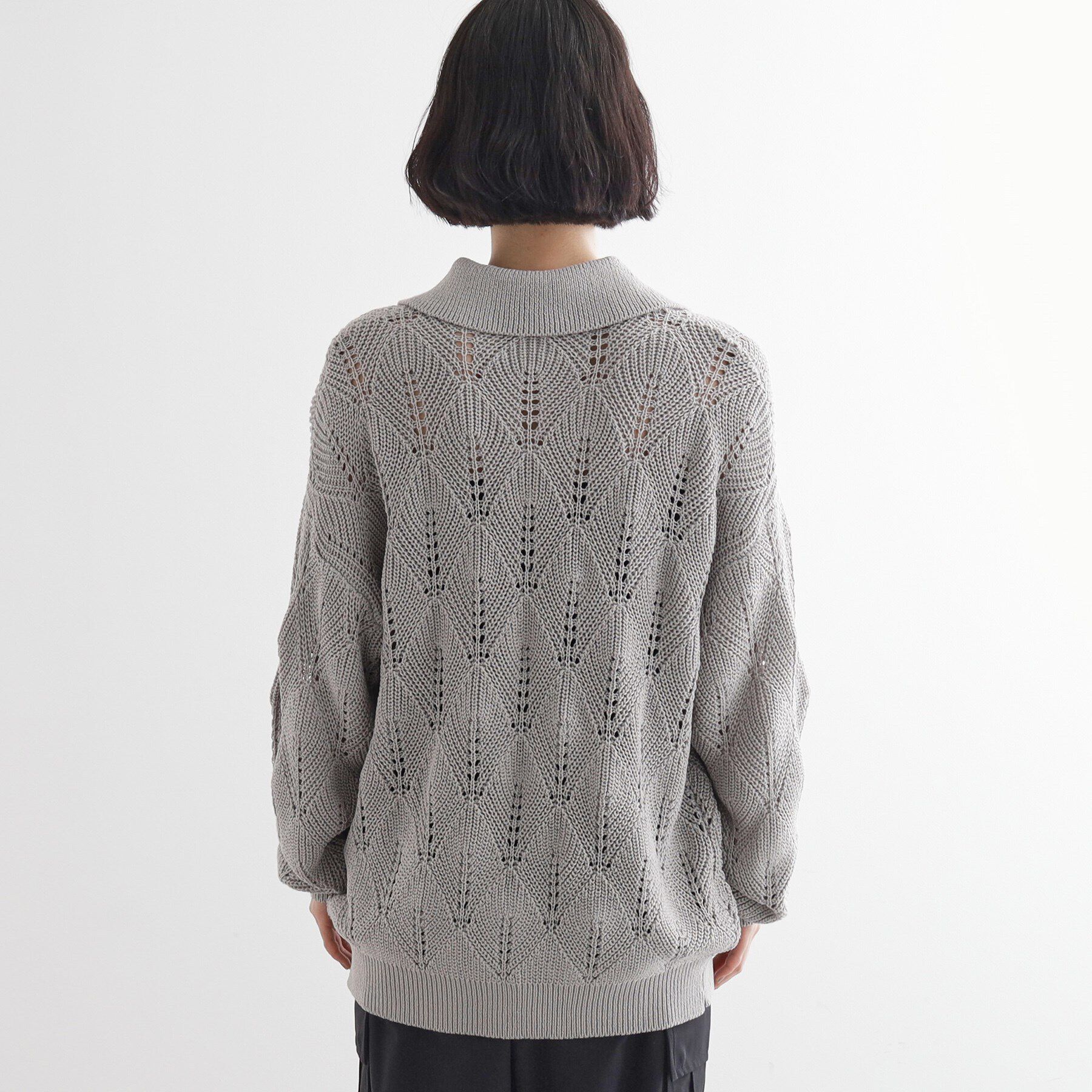 tk.TAKEO KIKUCHI「リーフジャカードニットシャツポロ」|カーディガン|