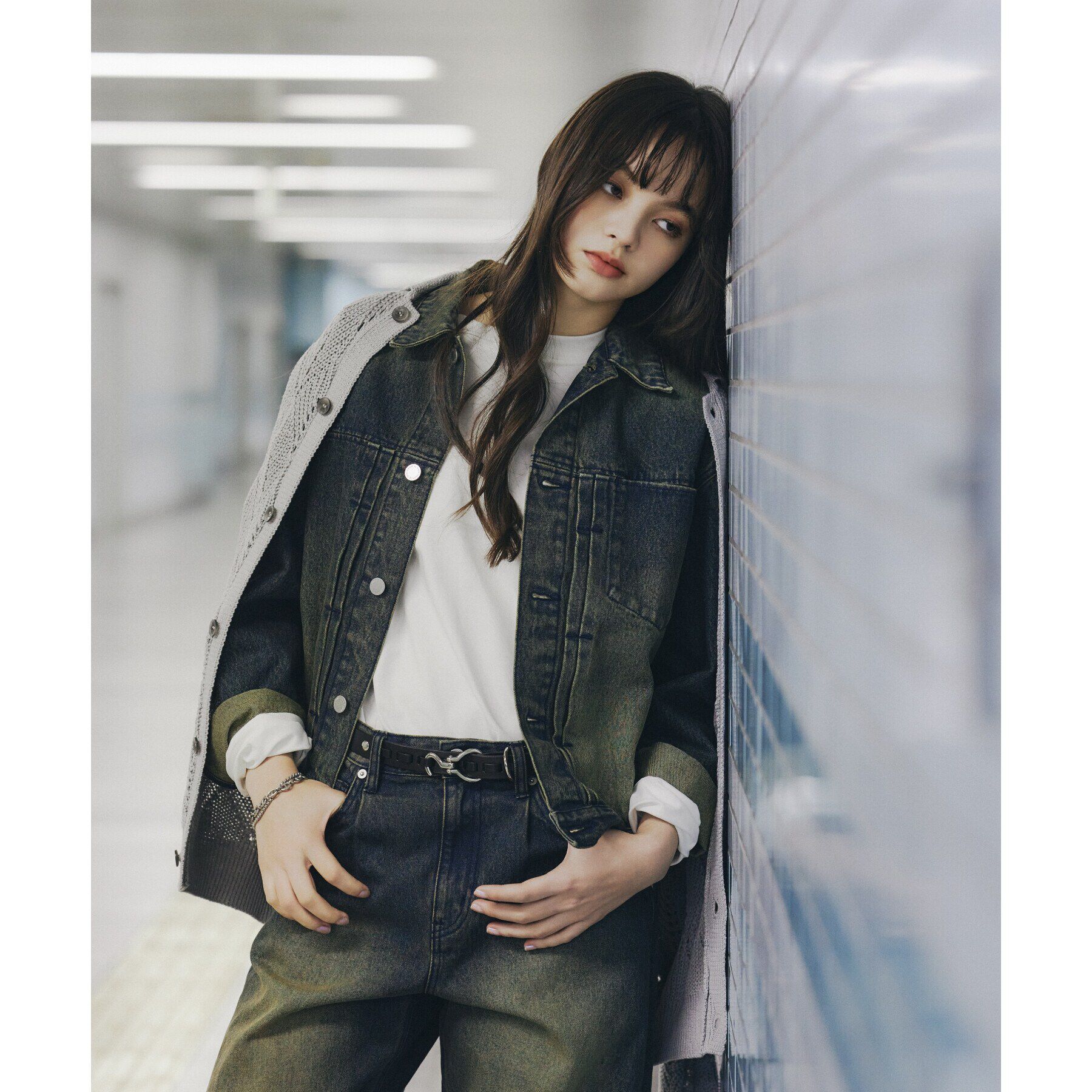 tk.TAKEO KIKUCHI「リーフジャカードニットシャツポロ」|カーディガン|