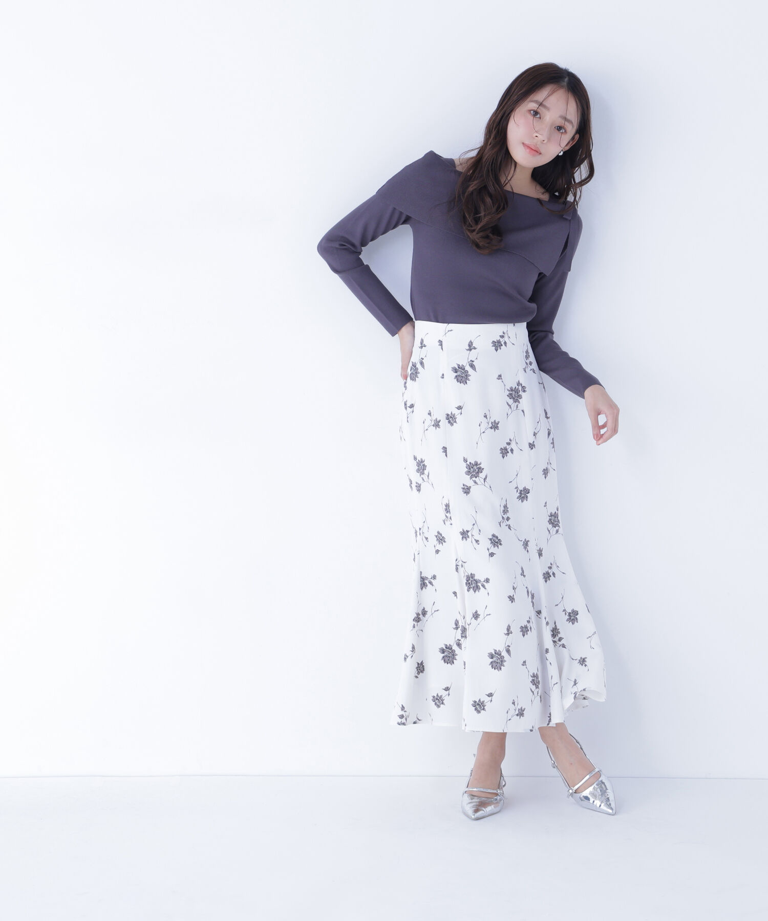  「プリントヘム切替マーメイドスカート」|スカート|