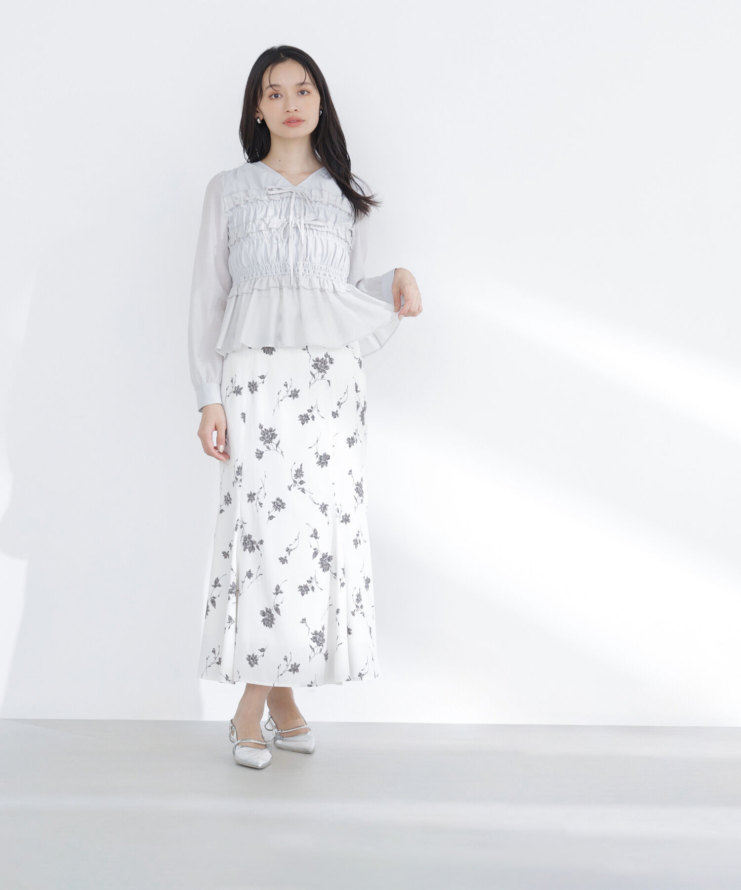  「プリントヘム切替マーメイドスカート」|スカート|