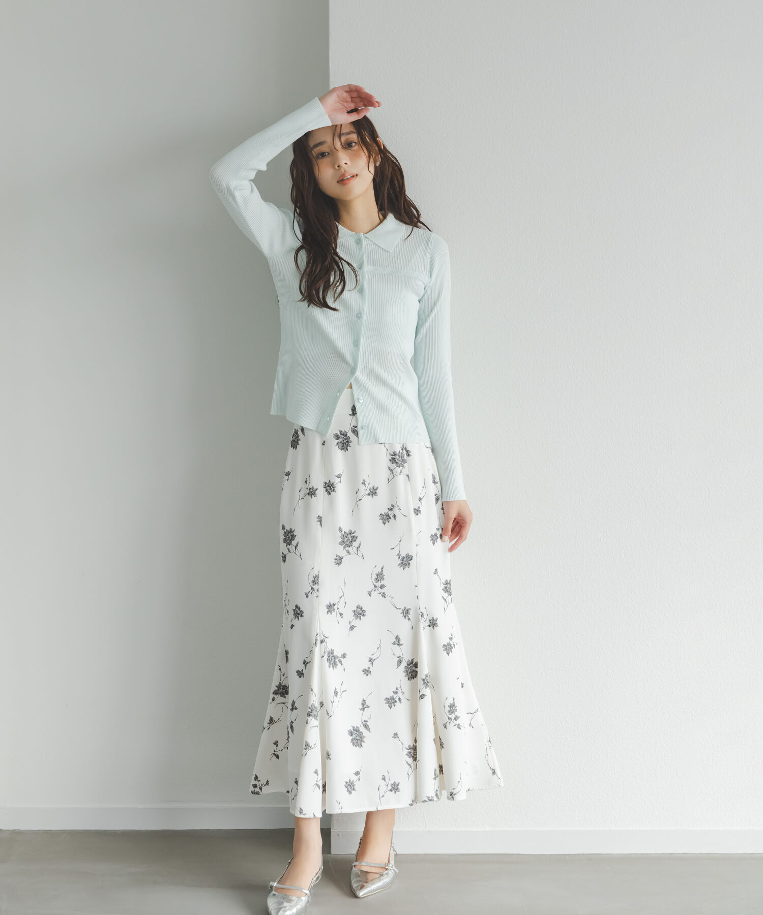  「プリントヘム切替マーメイドスカート」|スカート|