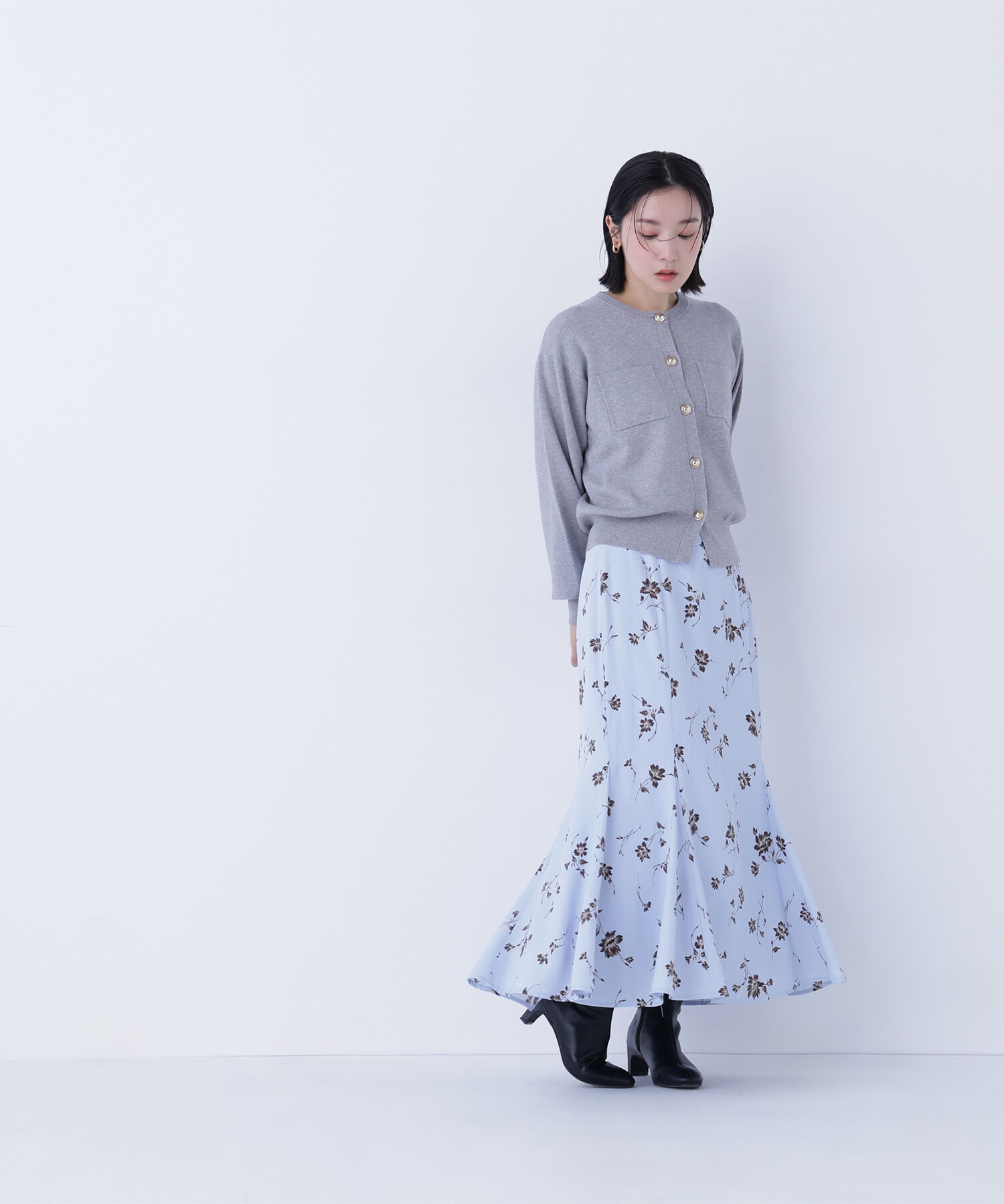  「プリントヘム切替マーメイドスカート」|スカート|