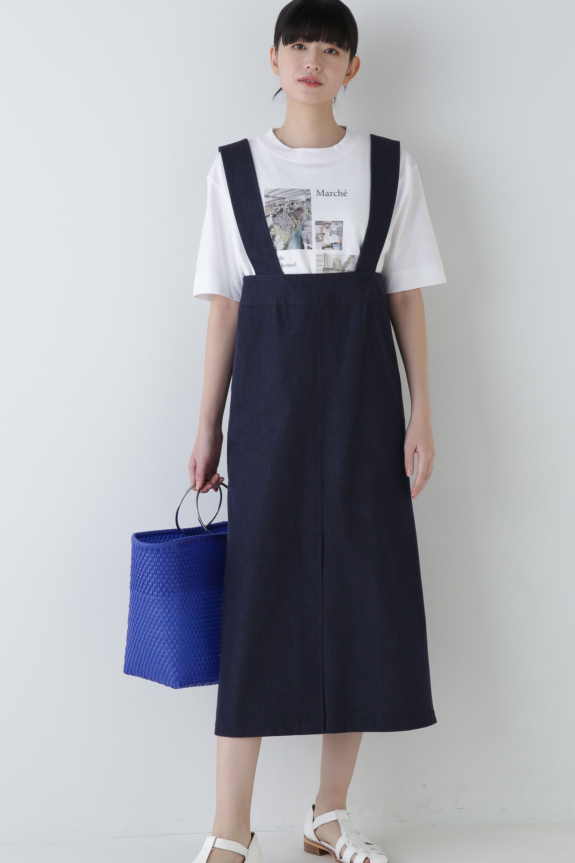  「◆ストレッチサスペンダースカート」|ワンピース|ネイビー