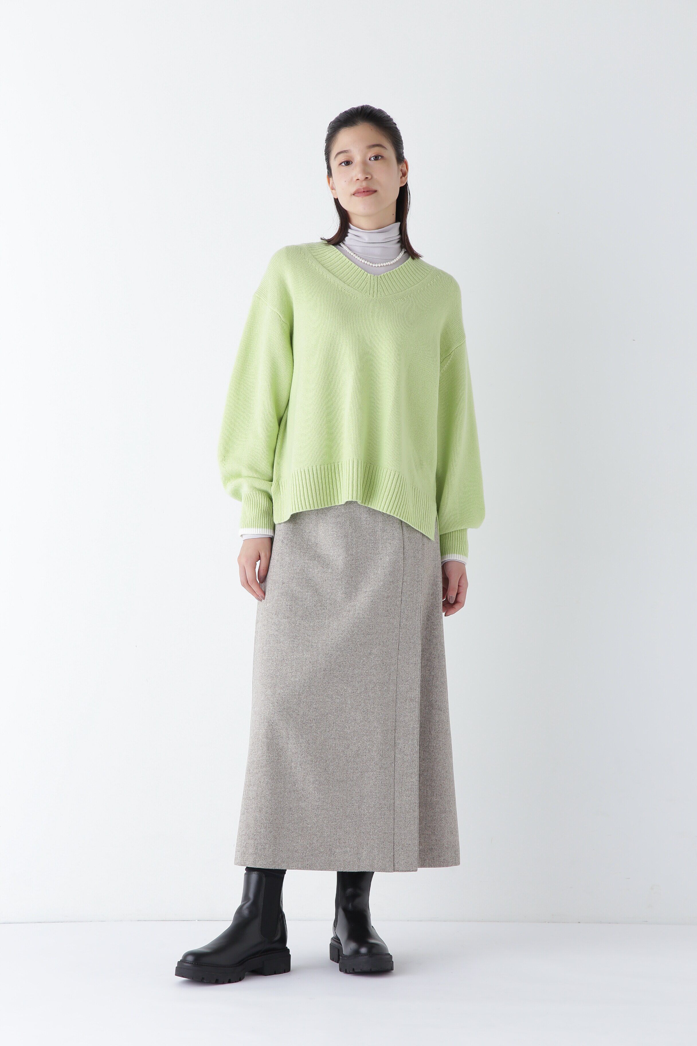  「◆ウールカシミヤＶネックニットプルオーバー」|ニット・セーター|