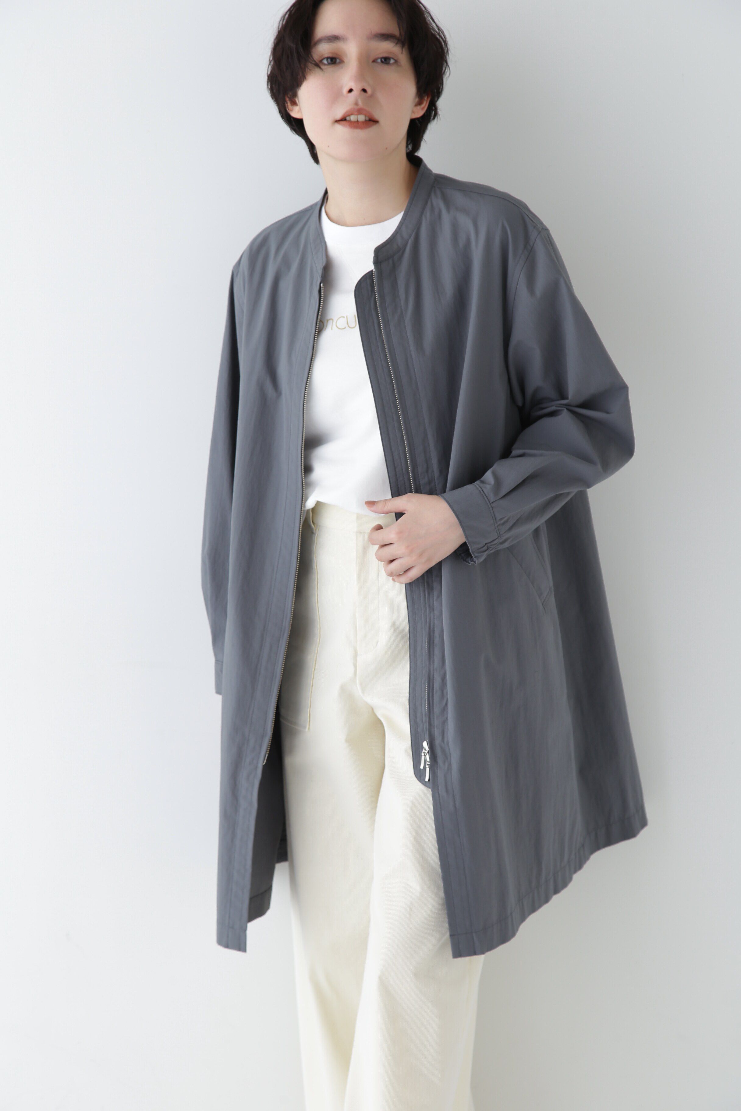  「◆コットンナイロンダンプスタンドカラーコート」|その他|チャコール1