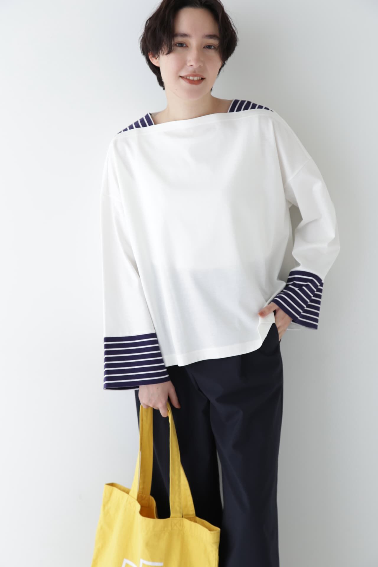  「◆コットン32Gポンチカットソー」|Tシャツ・カットソー|ホワイト&times;ボー