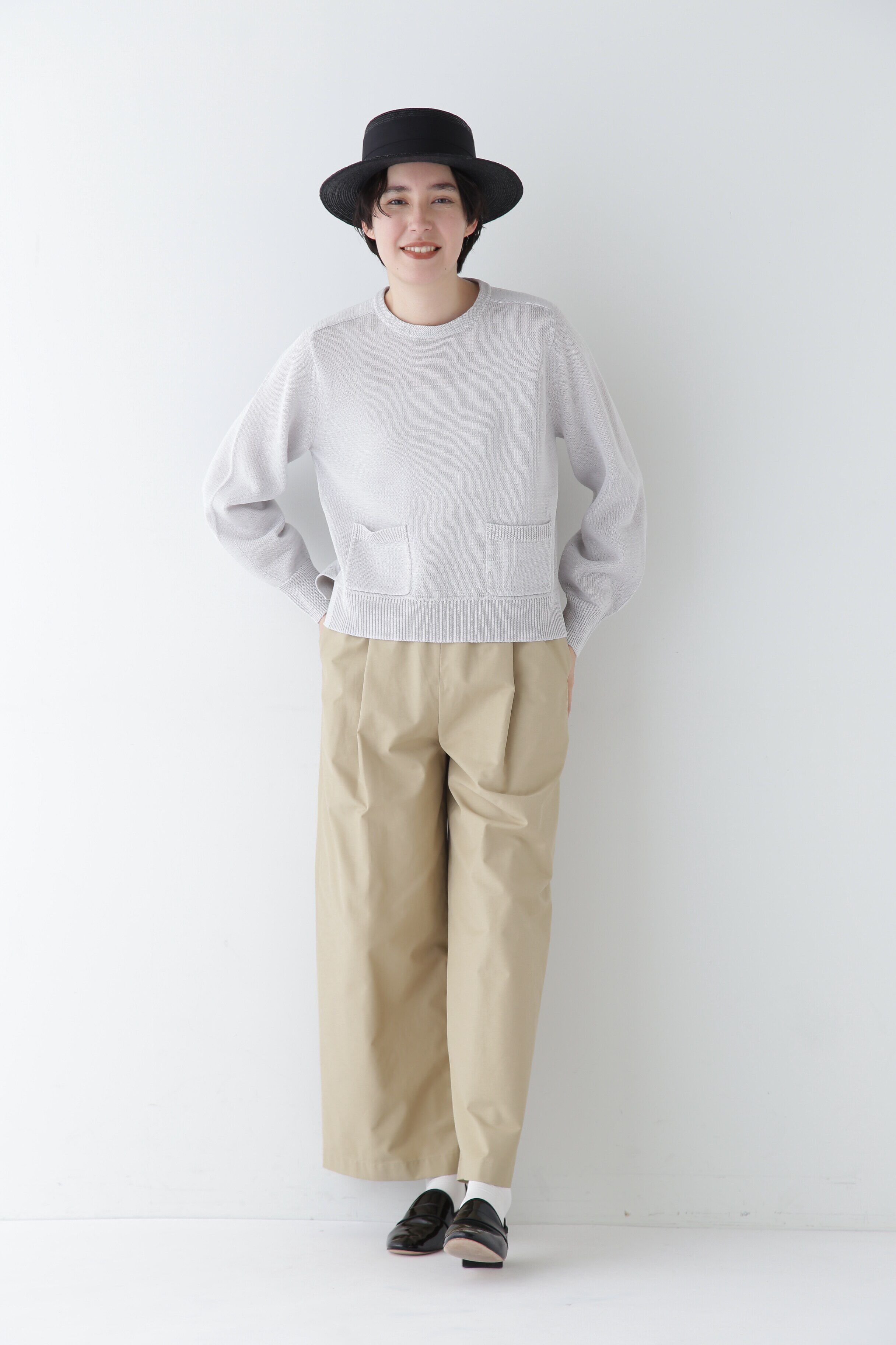  「◆【ウォッシャブル】ミドルゲージギマポケット付プルオーバー」|ニット・セーター|