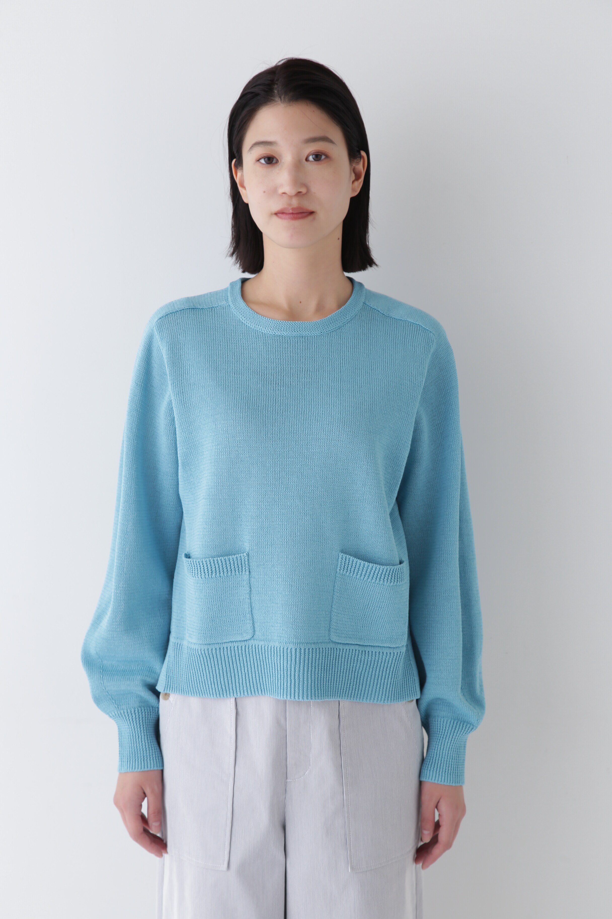  「◆【ウォッシャブル】ミドルゲージギマポケット付プルオーバー」|ニット・セーター|