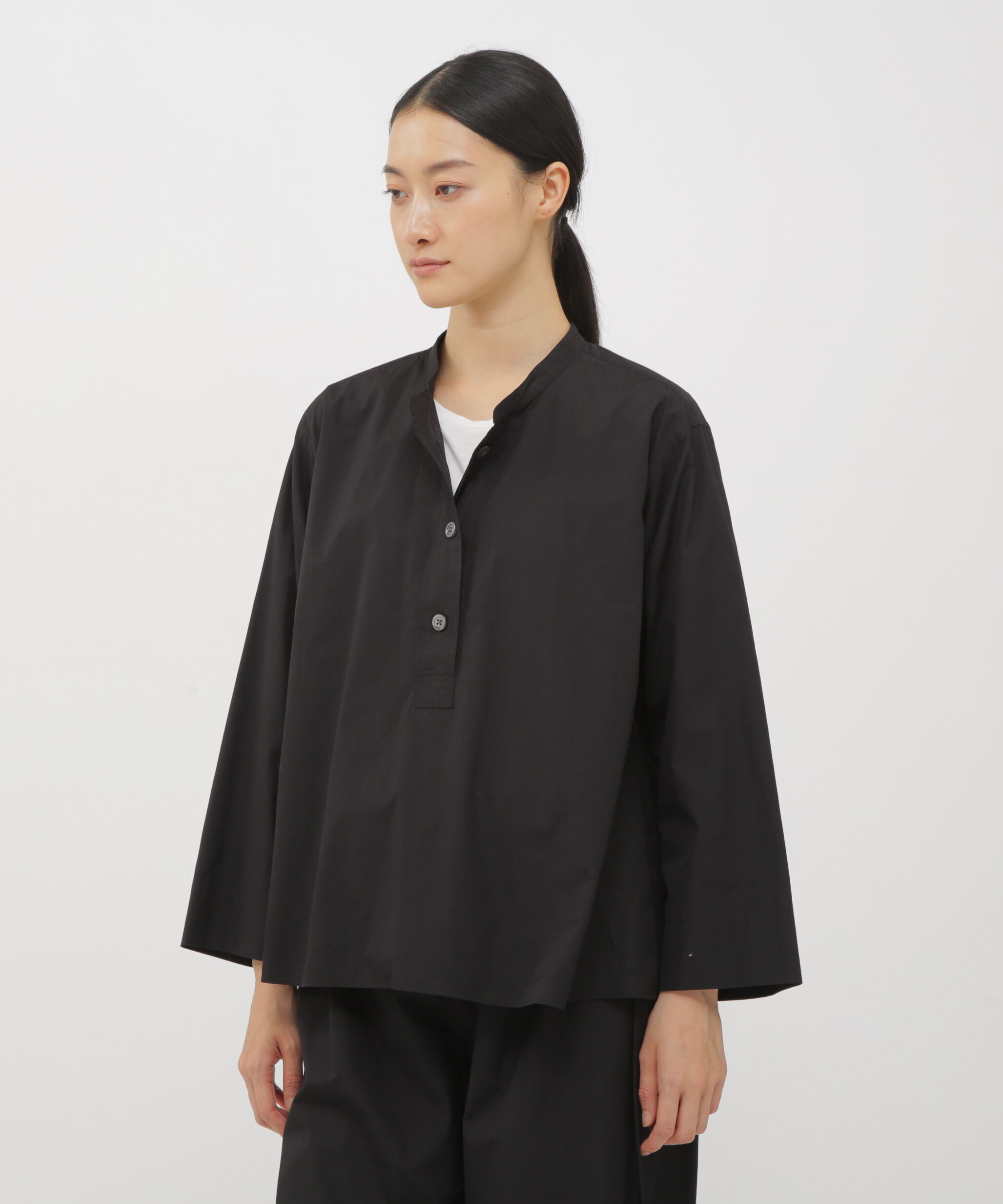 MARGARET HOWELL HOUSEHOLDGOODS「FINE COTTON POPLIN SHIRT」|シャツ・ブラウス|BLACK