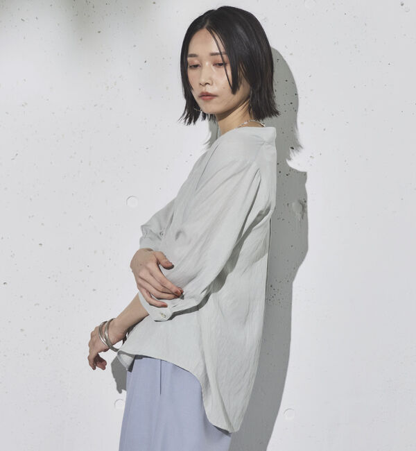 Doux archives「ウォッシャブルリネンライクＶ開きタックブラウス」|シャツ・ブラウス|