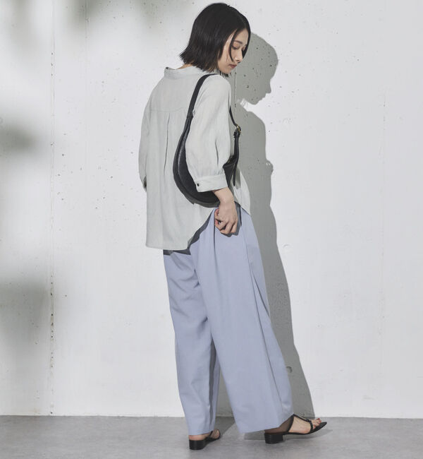 Doux archives「ウォッシャブルリネンライクＶ開きタックブラウス」|シャツ・ブラウス|