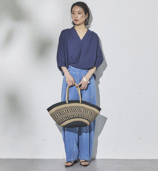 Doux archives「ウォッシャブルリネンライクＶ開きタックブラウス」|シャツ・ブラウス|