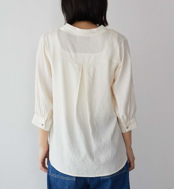 Doux archives「ウォッシャブルリネンライクＶ開きタックブラウス」|シャツ・ブラウス|