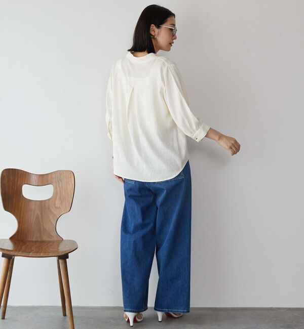 Doux archives「ウォッシャブルリネンライクＶ開きタックブラウス」|シャツ・ブラウス|