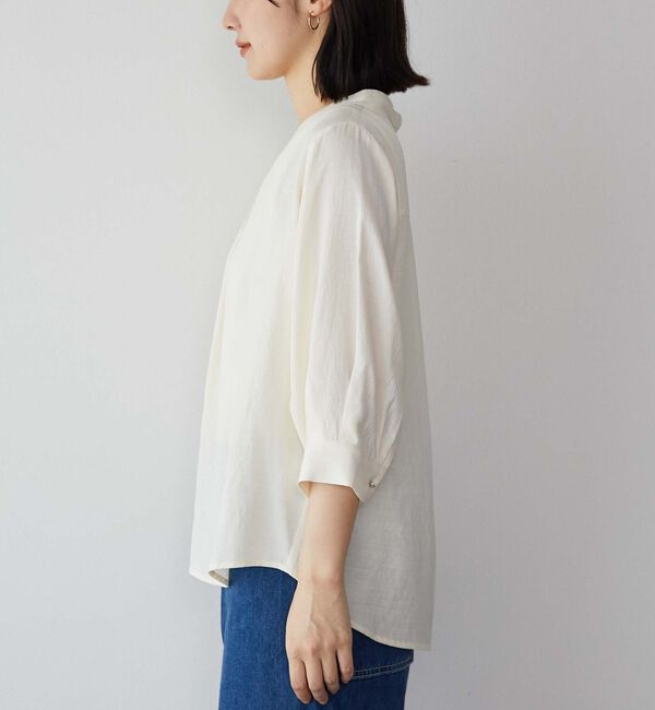 Doux archives「ウォッシャブルリネンライクＶ開きタックブラウス」|シャツ・ブラウス|