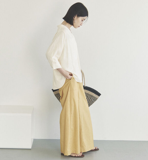 Doux archives「ウォッシャブルリネンライクＶ開きタックブラウス」|シャツ・ブラウス|