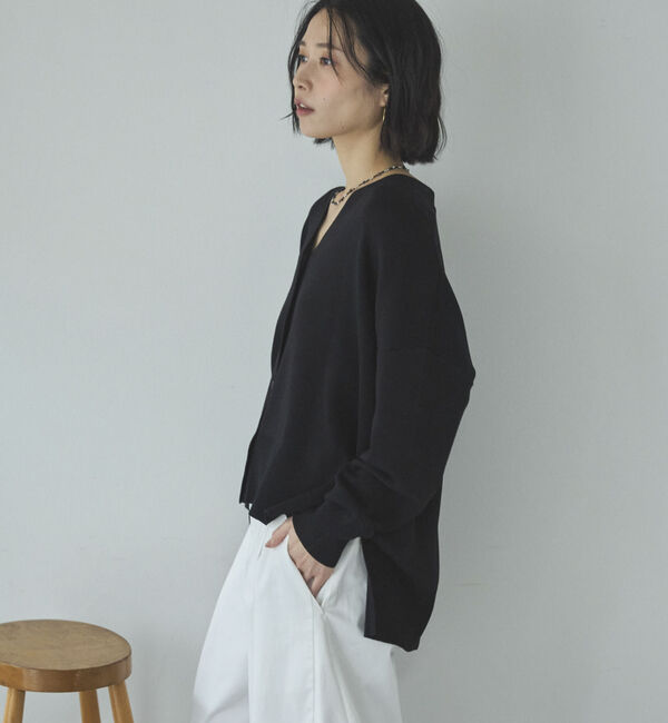 Doux archives「ゴム編みサイドスリットカーディガン」|カーディガン|