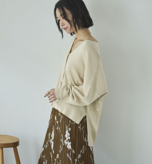 Doux archives「ゴム編みサイドスリットカーディガン」|カーディガン|