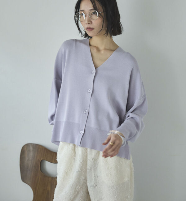 Doux archives「ゴム編みサイドスリットカーディガン」|カーディガン|