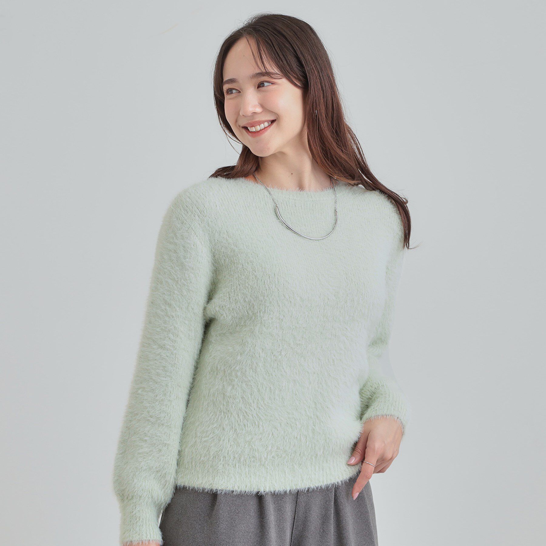 SHOO･LA･RUE「【S-LL】きらっと華やか ふんわりラメフェザーニット」|ニット・セーター|