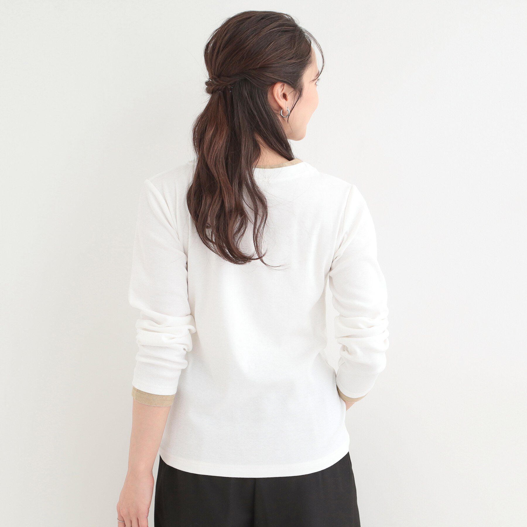 SHOO･LA･RUE「1枚でもサマになる！ レイヤード風配色 ヘンリーネック テレコロンT」|Tシャツ・カットソー|