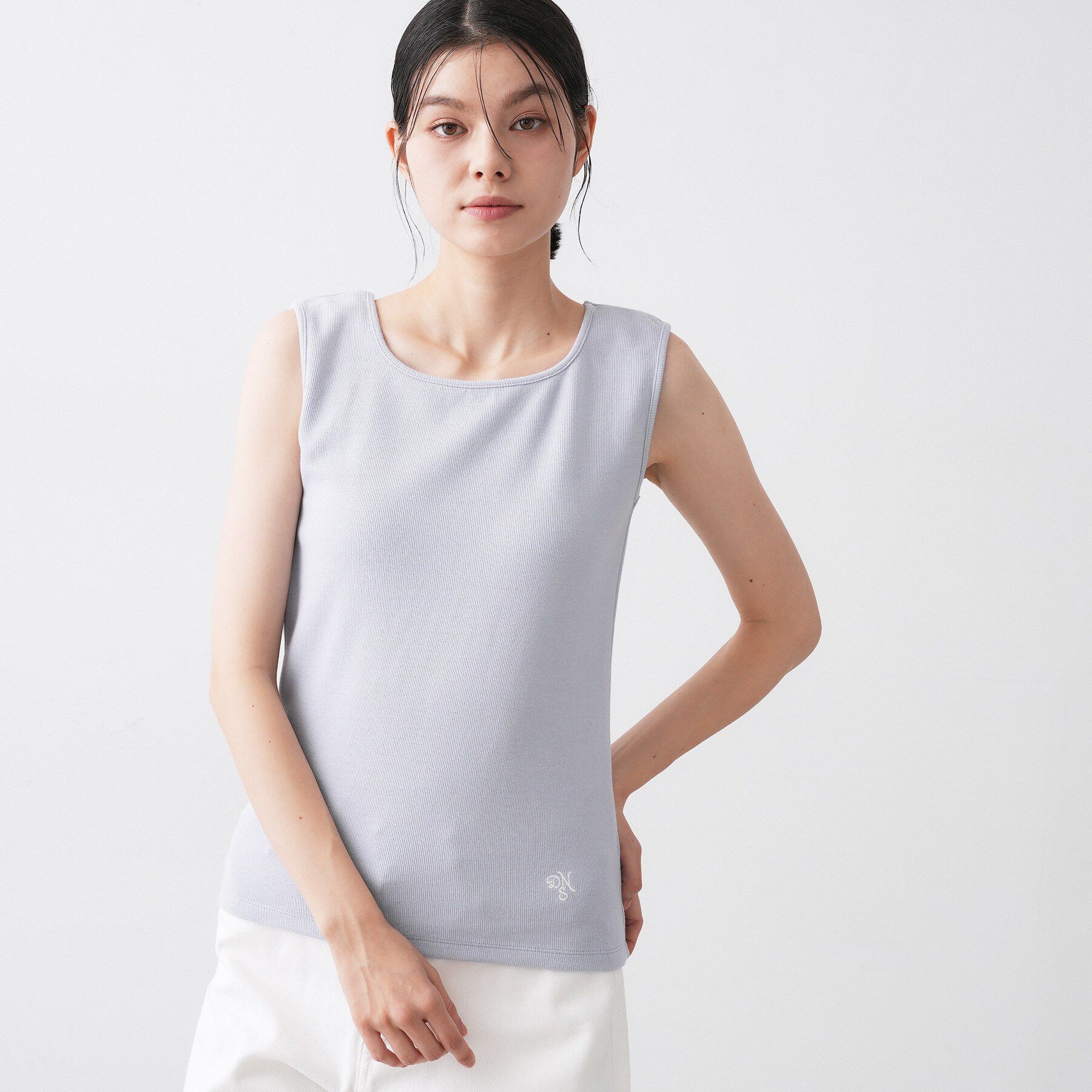 Dessin「【洗える】リブスクエアタンクトップ」|キャミソール|サックスブルー(09