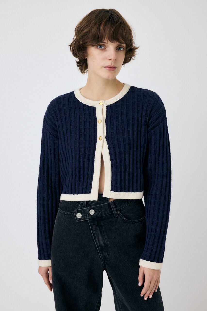 MOUSSY「BI COLOR ニットカーディガン」|カーディガン|D/NVY3
