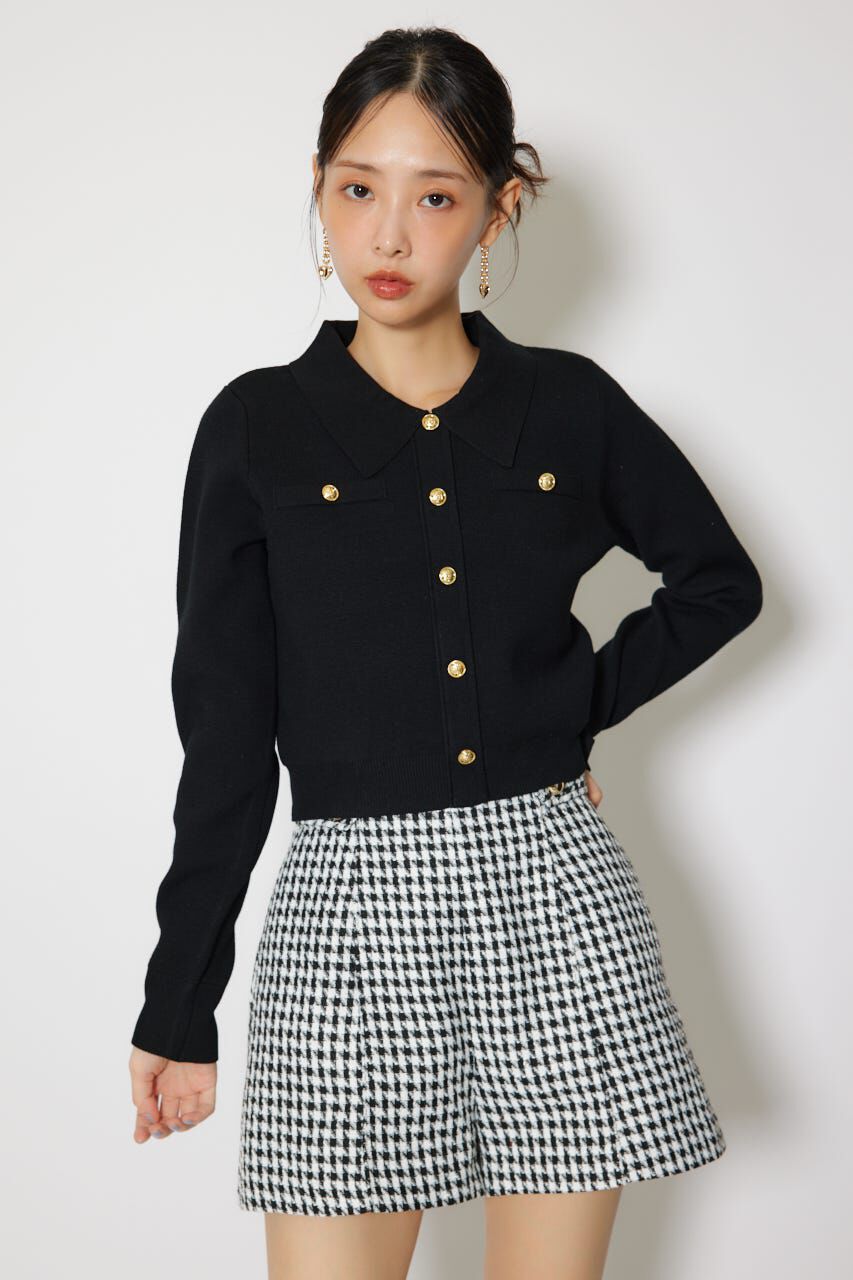 rienda「ゴールドボタンロングスリーブニットトップス」|ニット・セーター|