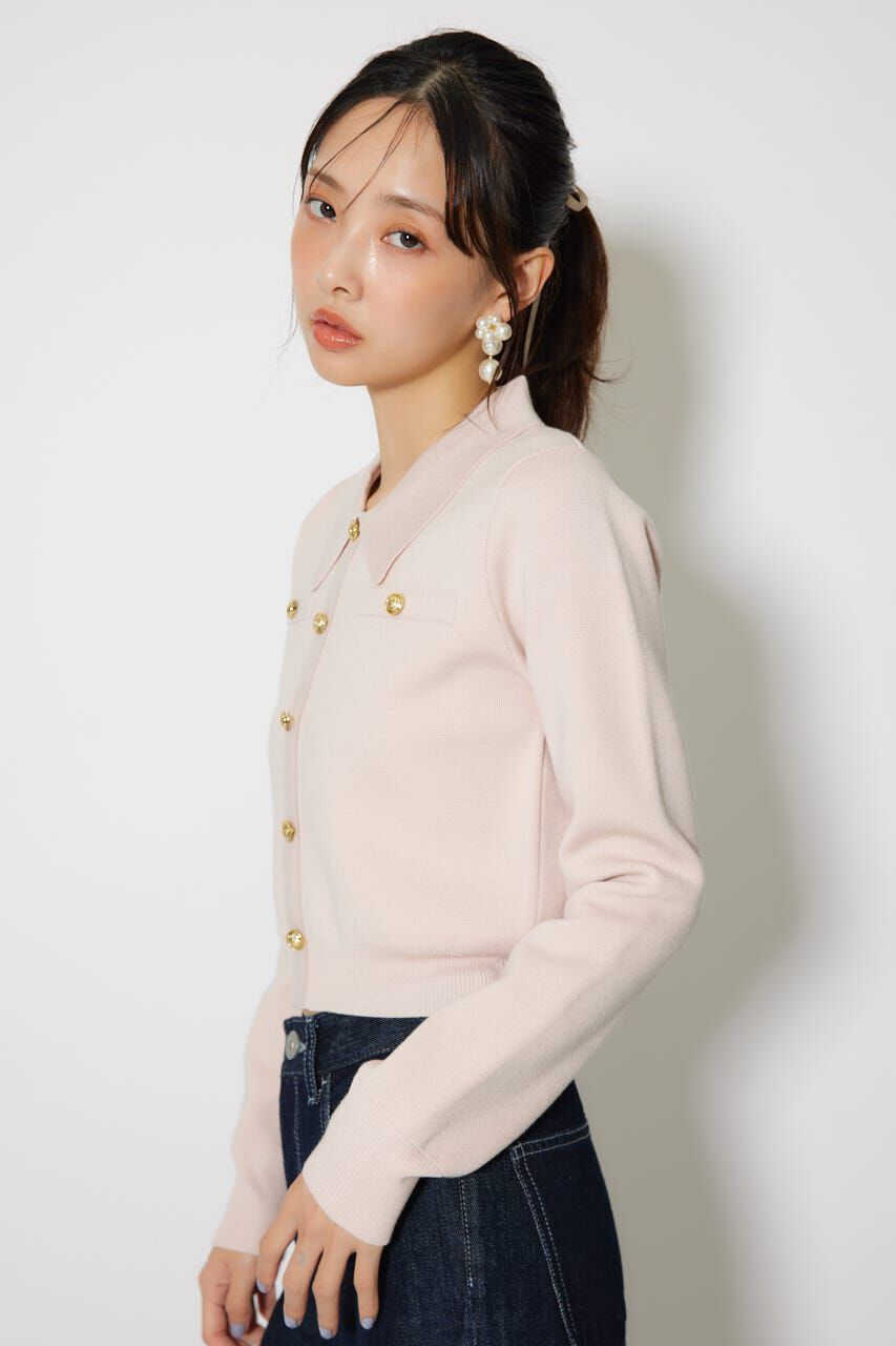 rienda「ゴールドボタンロングスリーブニットトップス」|ニット・セーター|