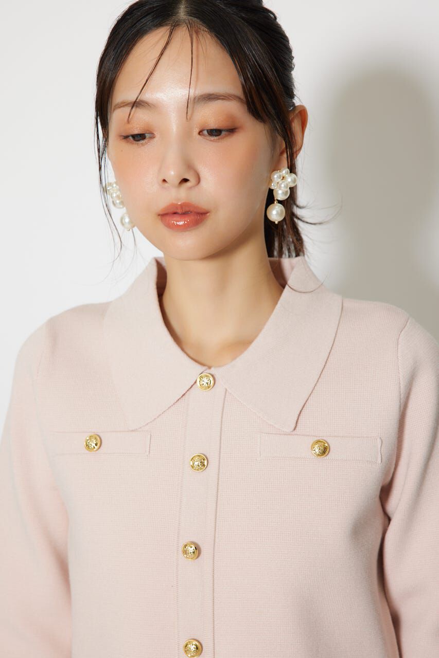 rienda「ゴールドボタンロングスリーブニットトップス」|ニット・セーター|