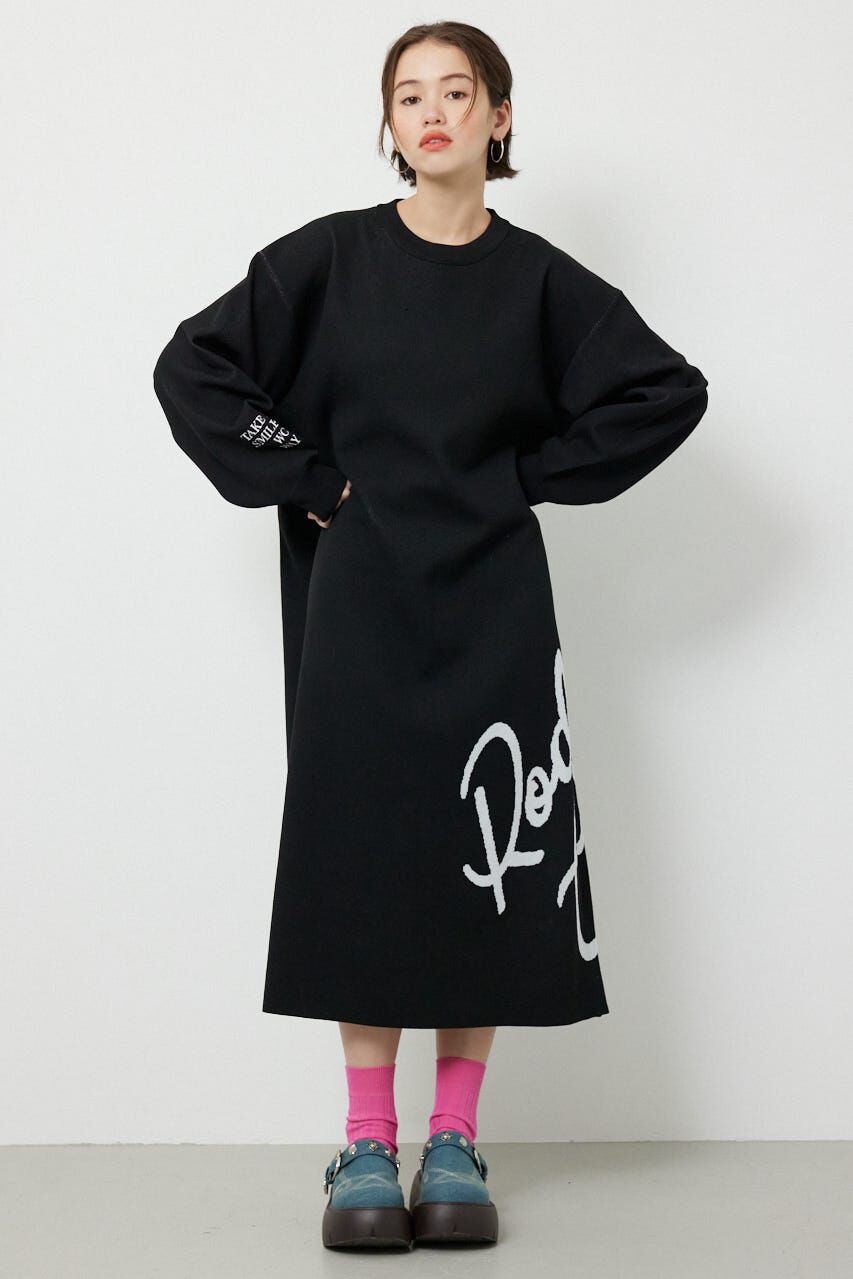 RODEO CROWNS「マキシロゴニットワンピース」|ワンピース|BLK