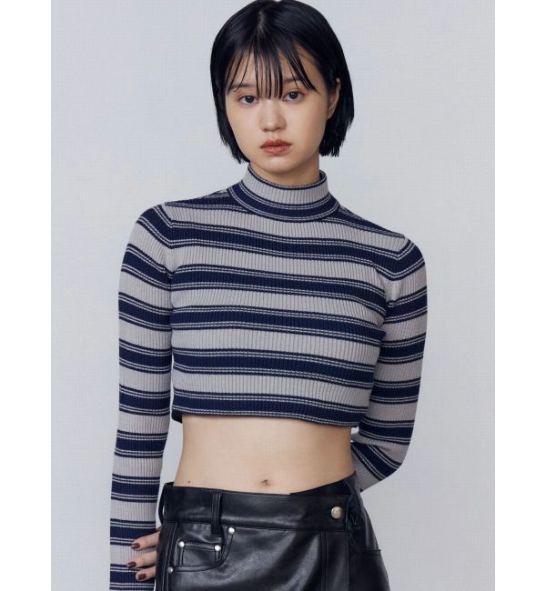 EMODA「ハイネッククロップニット」|ニット・セーター|グレー