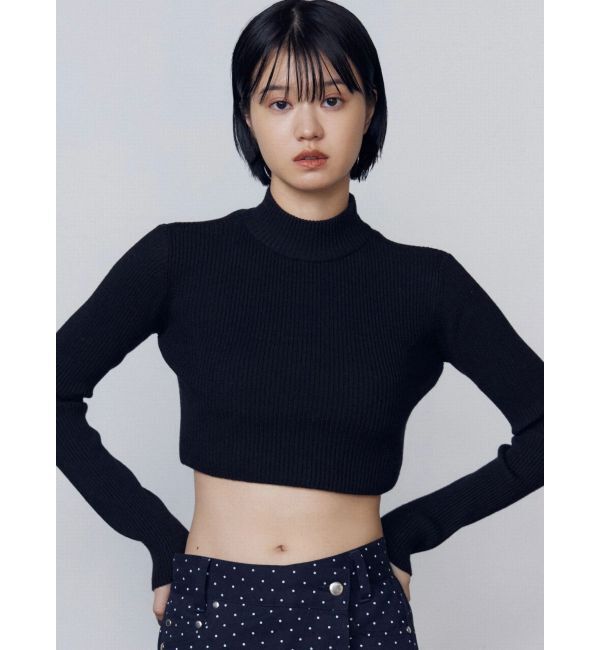 EMODA「ハイネッククロップニット」|ニット・セーター|ブラック