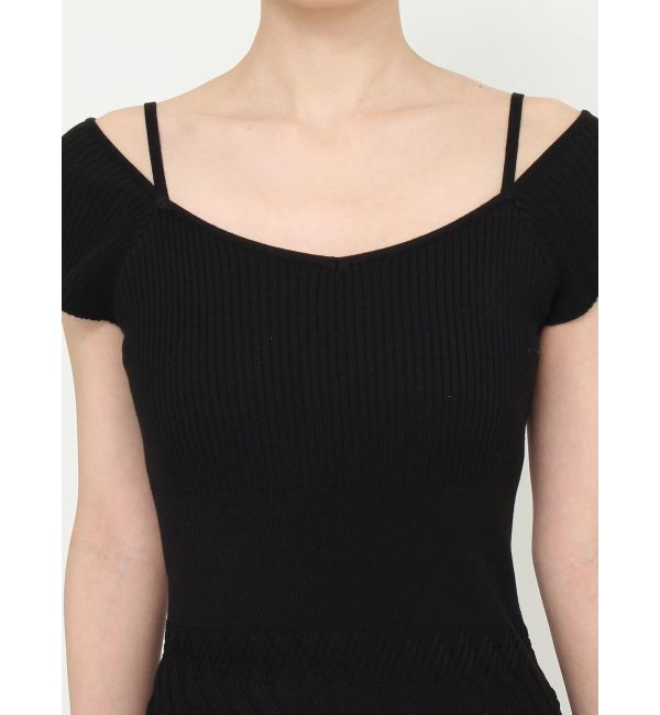 MERCURYDUO「バイカラーシースルーヘムニットワンピース」|ワンピース|