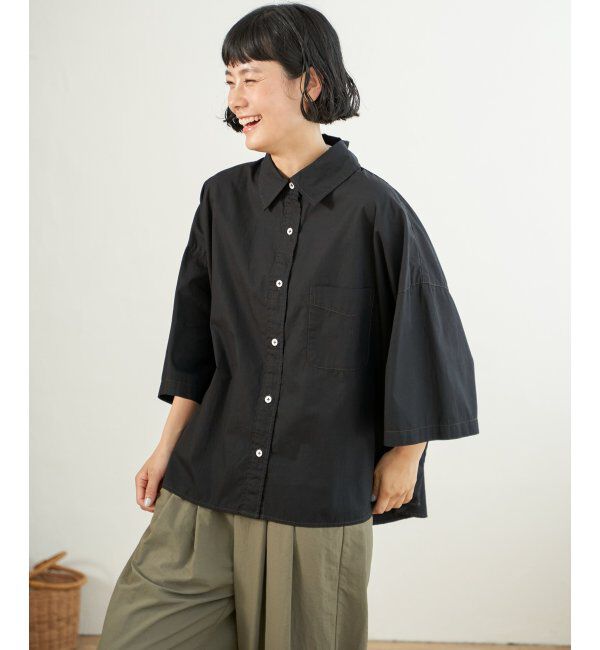 Lbc with Life「タイプライターハンソデＢＯＸシャツ」|シャツ・ブラウス|チャコール