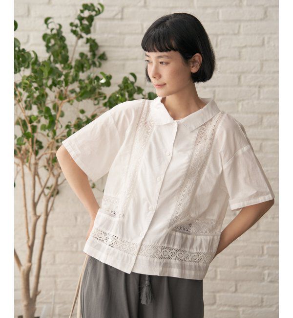 Lbc with Life「レース切り替えシャツ」|シャツ・ブラウス|ホワイト