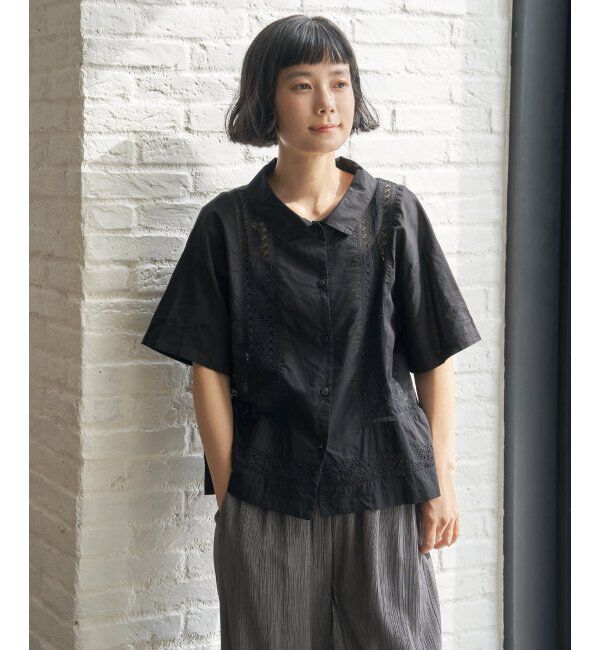 Lbc with Life「レース切り替えシャツ」|シャツ・ブラウス|ブラック