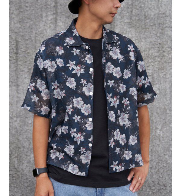 VENCE share style「シアーメッシュシャツ」|シャツ・ブラウス|ネイビーブルー