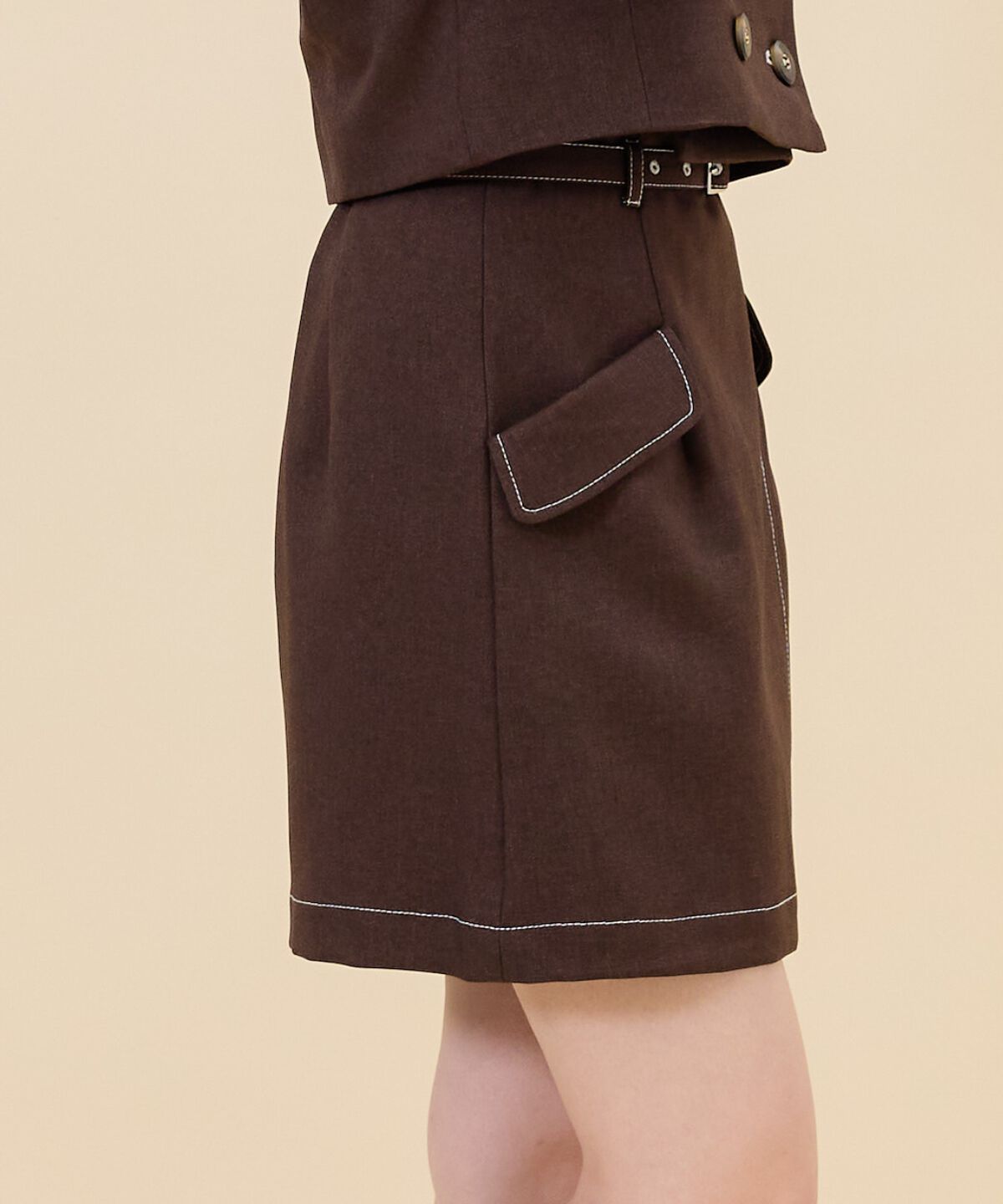 REDYAZEL「ベルティッドウーリッシュミニスカート」|台形|