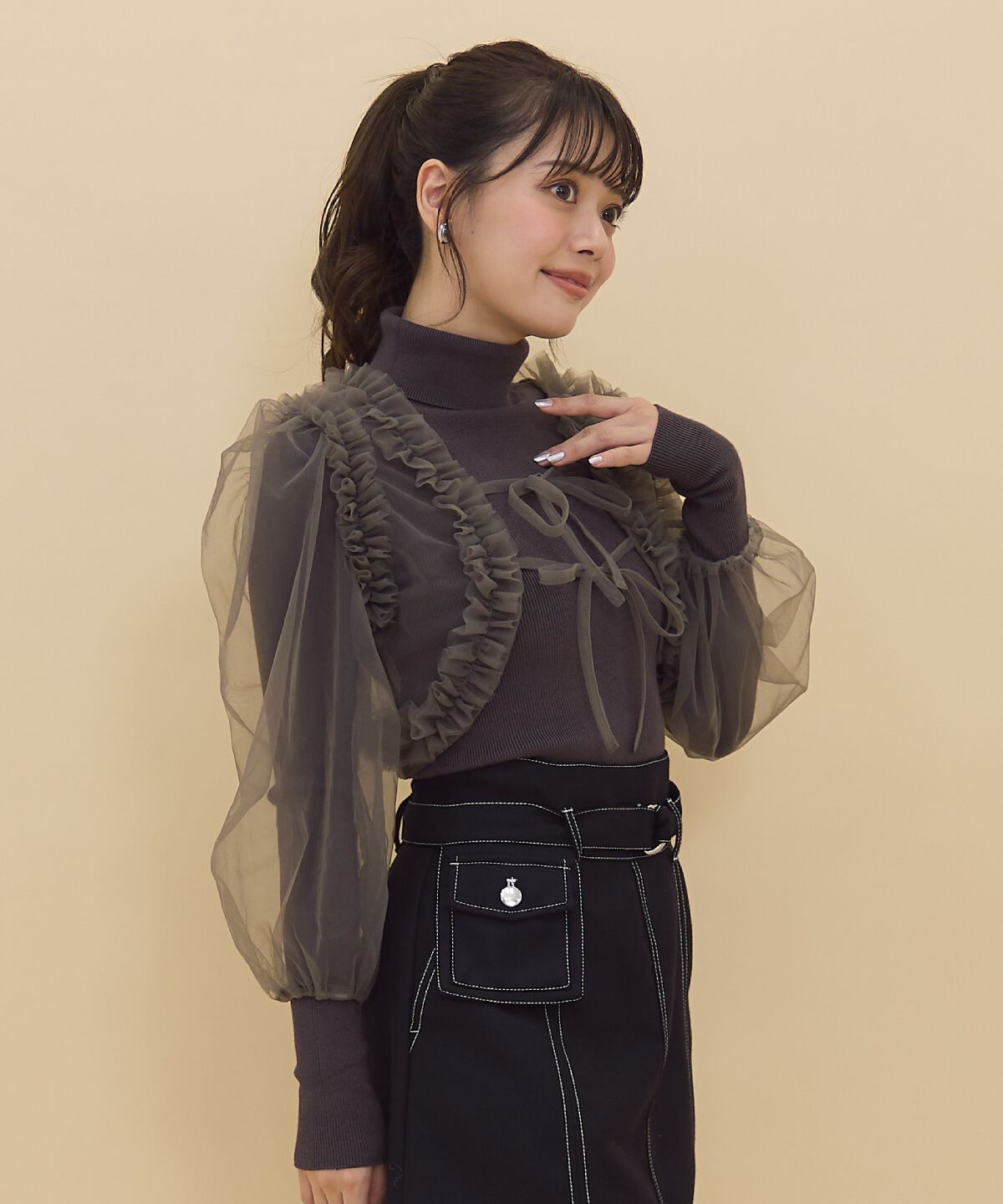 REDYAZEL「チュールボレロニット＆プルオーバーセット」|ニット・セーター|