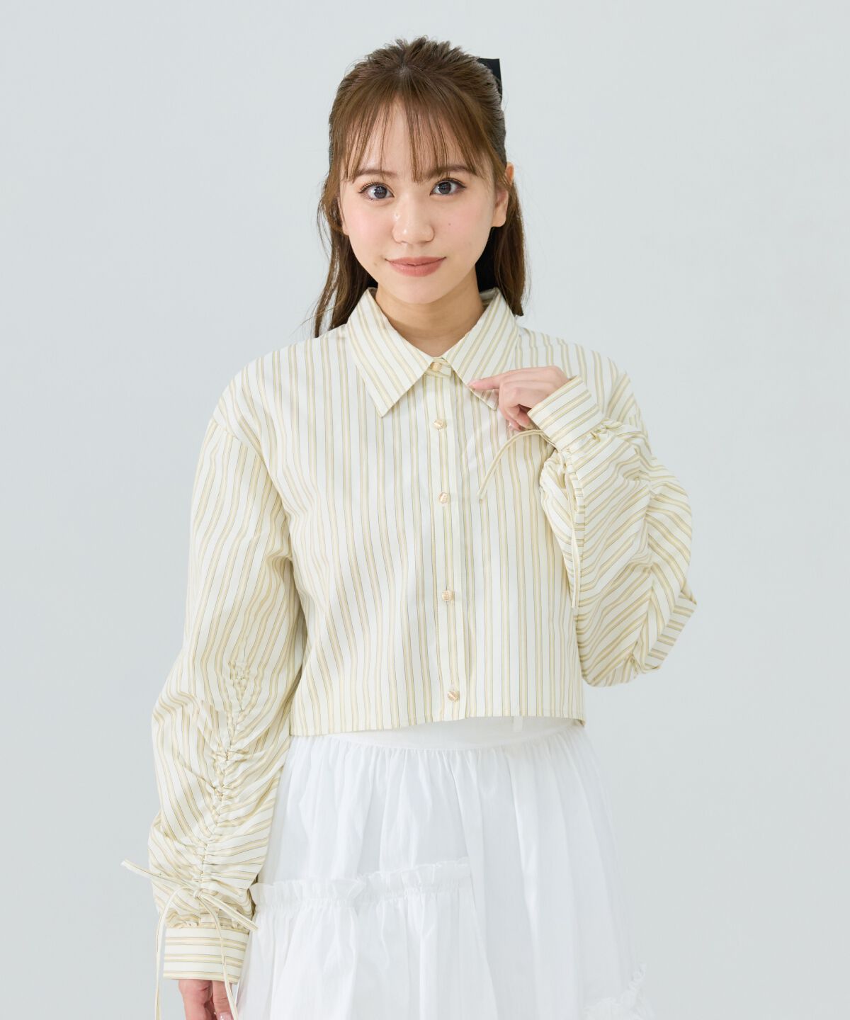 REDYAZEL「ドロストストライプシャツ」|シャツ・ブラウス|ベージュ