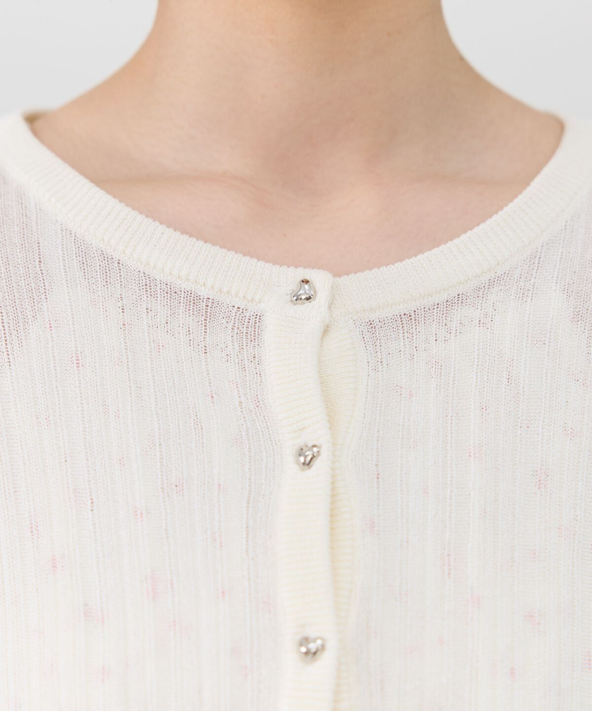 REDYAZEL「ハートボタンシアーカーディガン」|カーディガン|