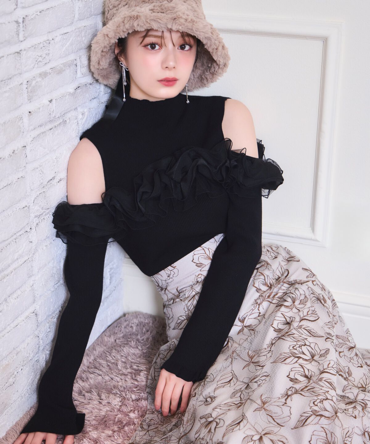 WILLSELECTION「ラインフラワー刺繍スカート」|フレア|