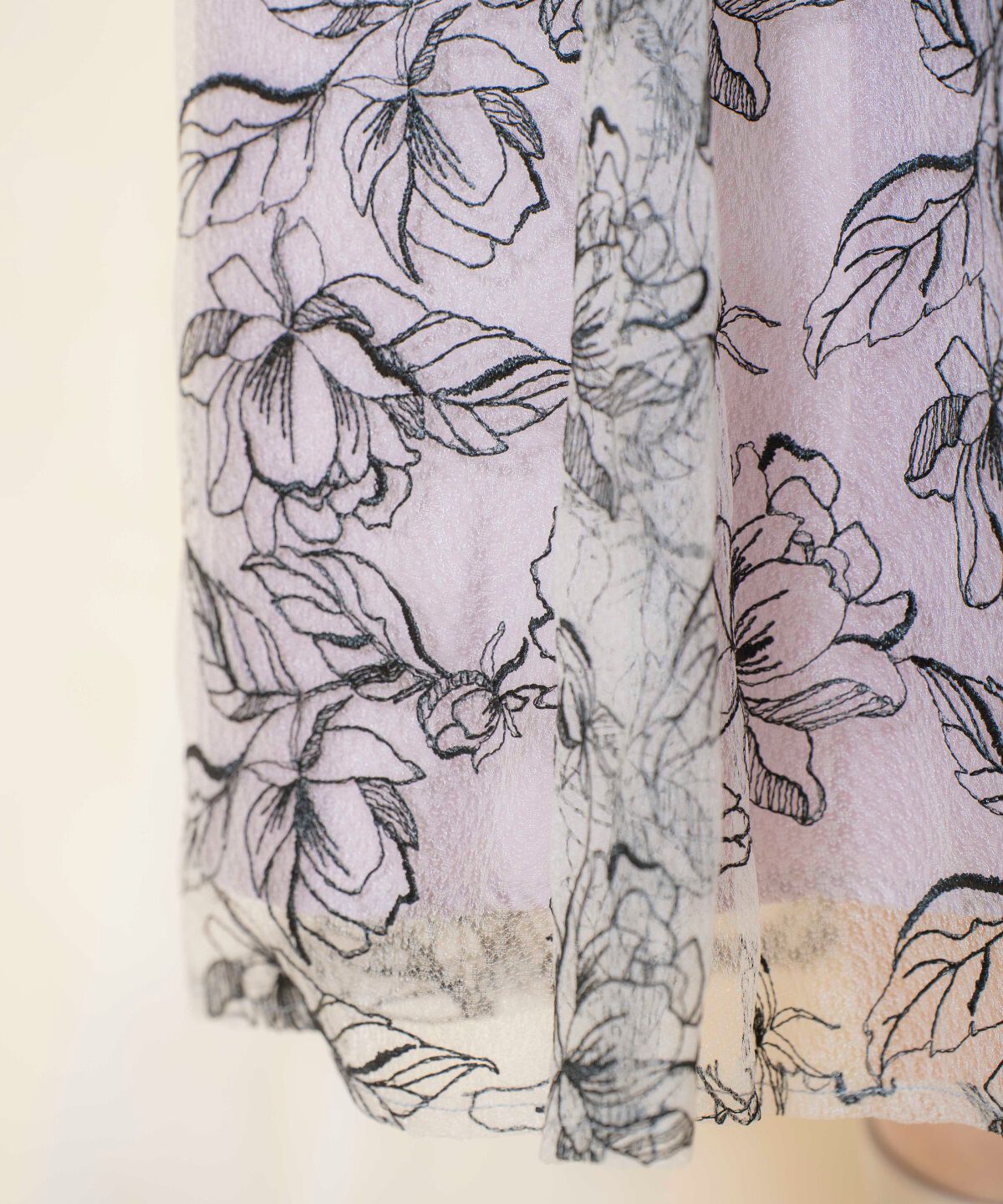 WILLSELECTION「ラインフラワー刺繍スカート」|フレア|