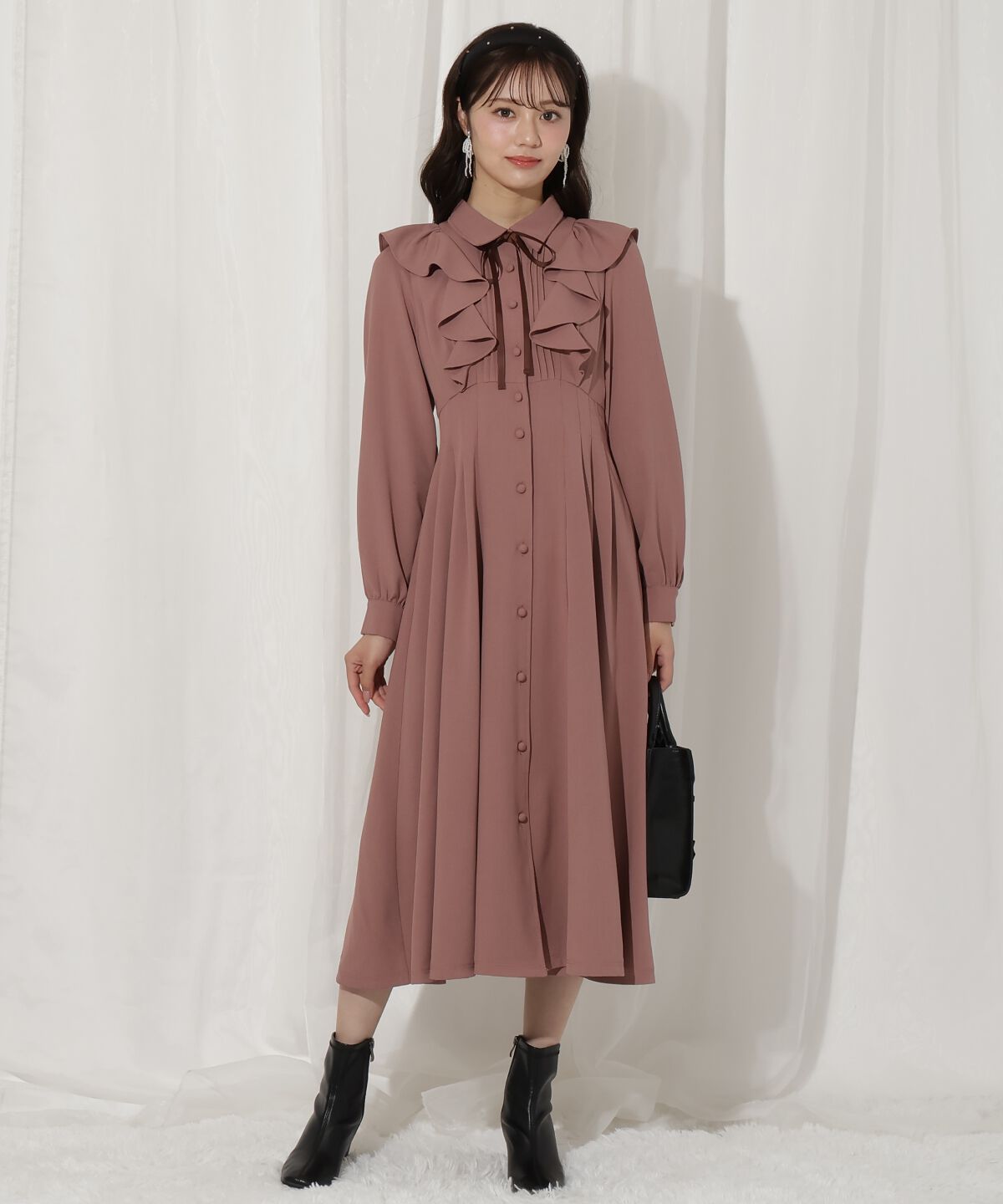 WILLSELECTION「ラッフルフリルタックウエストシャツワンピース」|ワンピース|