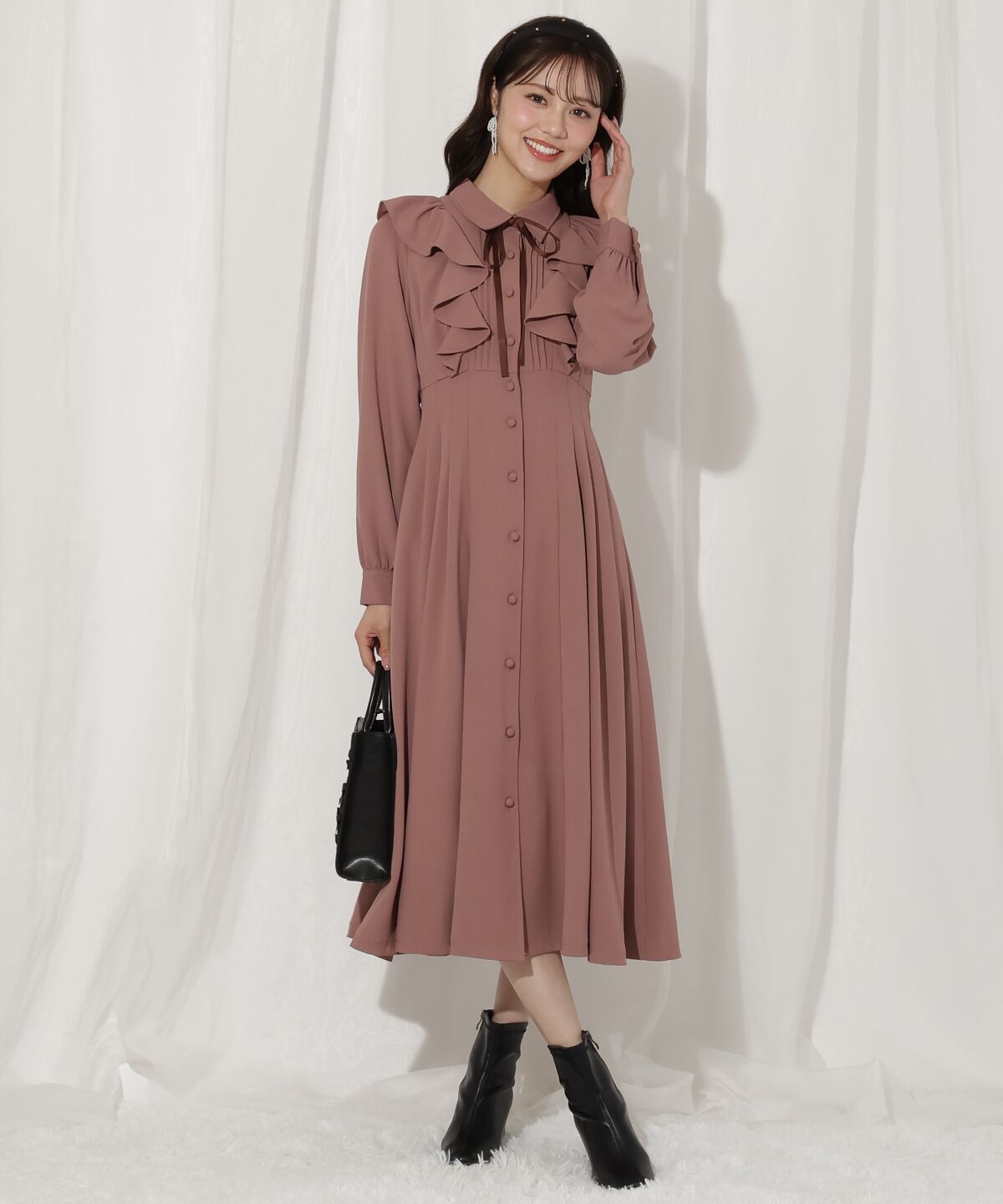 WILLSELECTION「ラッフルフリルタックウエストシャツワンピース」|ワンピース|